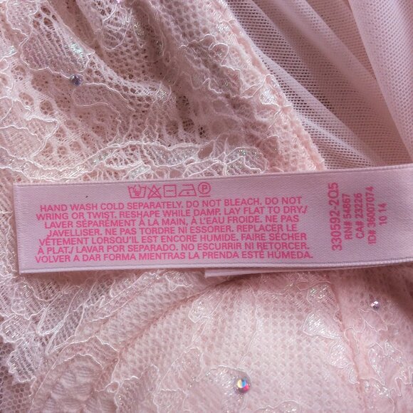 Victoria’s Secret Pink Lace Rhinestone Lingerie Garter Hooks Fairy Coquette 34B - Picture 6 of 7